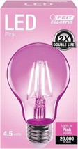 Feit A19/TPK/LED 25W Pink Filament Dimmable Clear Glass Colored LED Light Bulb - $7.92