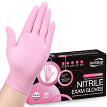 Pink Nitrile Gloves, 3-Mil Industrial Gloves Disposable Latex  100-Ct Bo... - $14.77