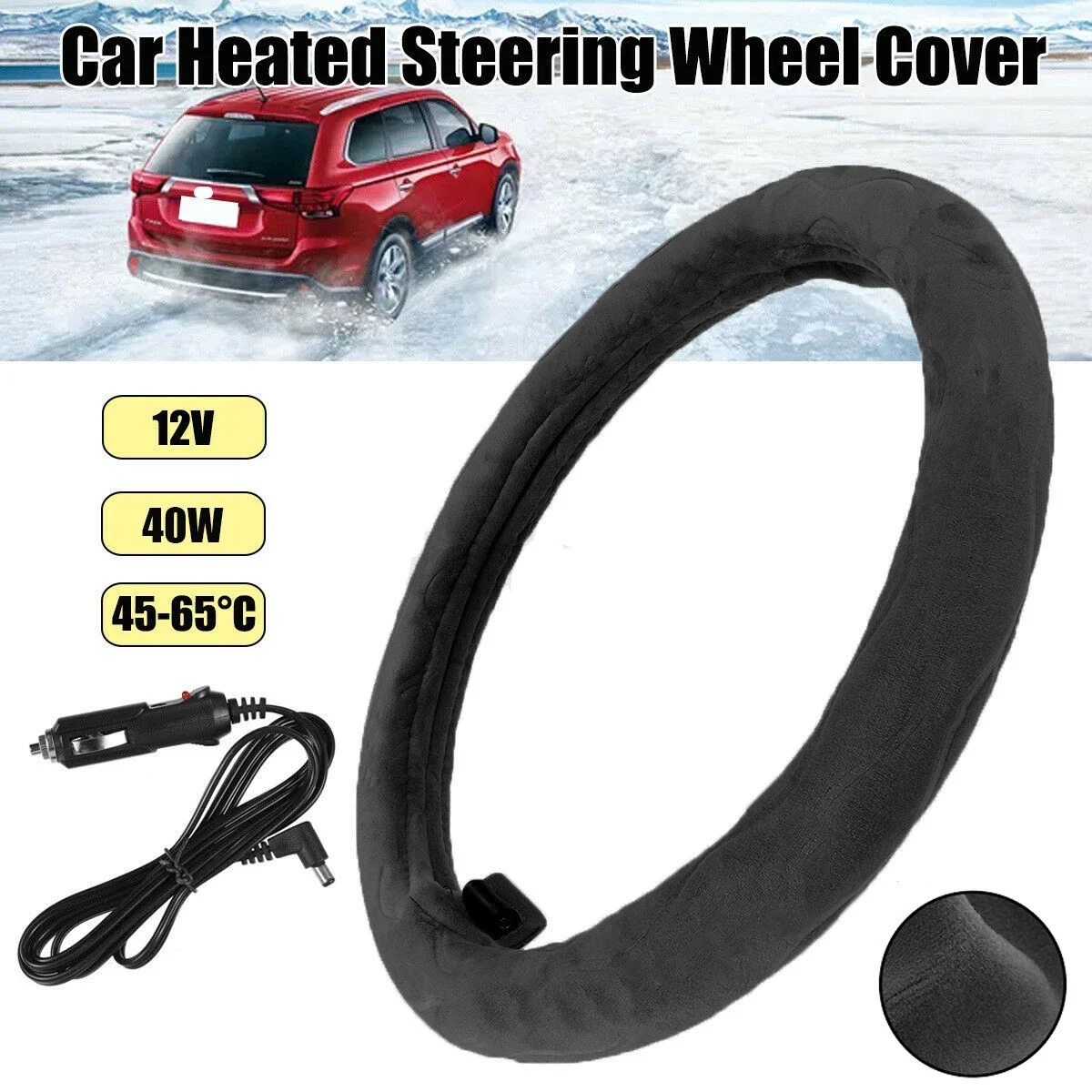 Universal Car Steering Wheel Cover Anti-Slip Heated Accessory Warm Winte... - $28.43