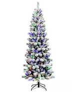 READ BEFORE BUY  Costway 7.5 ft Snow Flocked  Pre-Lit Artificial Christm... - $49.49