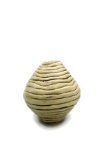 Beige Handmade Stoneware Vase Irregular Textured Pottery Abstract Sculpture - £67.25 GBP
