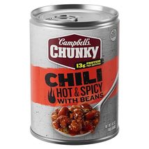 Campbell&#39;s Chunky Chili, Hot and Spicy Chili with Beans, 16.5 oz Can, Case Of 8  - £18.09 GBP