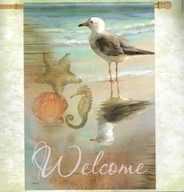 Seaside Welcome Decorative House Flag-2 Sided Message, 28&quot; x 40&quot; - $24.00