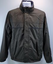 F7) Vintage Nautica Reversible Jacket Nylon Olive Green and Blue Fleece ... - $24.74