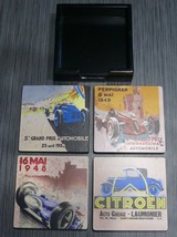 Monaco Grand Prix Le Mans Citroen Maserati Vintage 1930&#39;s-40&#39;s Race Coaster Set - $24.99