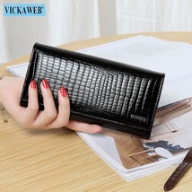Free Gift Women Leather Wallet Classic Alligator Hasp Long Wallets Female Cards  - £28.16 GBP
