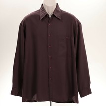 Mario Ferrari Men&#39;s L Dress Shirt Large Button Front Purple Long Sleeve Rayon - £16.82 GBP