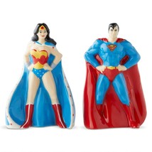 Superman Salt and Pepper Shakers Set Ceramic 3.5&quot; High Wonder Woman DC C... - $22.76