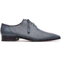 Pannuci Exotic Men's Shoes Classic Dress Oxford Tasseled Laces Navy image 2