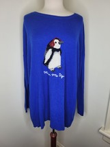 Women&#39;s LN Talbot&#39;s Blue Penguin Christmas sweater  2XL - £14.64 GBP
