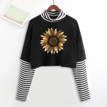 Swim Tee Women&#39;s Casual Top Blouse Color Block  Moon Print  Top Long Sleeve Crop - £47.73 GBP