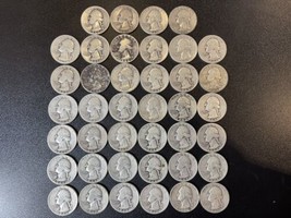 1940’s Washington Quarters 90% Silver Lot Of 40 Coins Mixed Years - £189.20 GBP