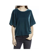Chelsea28 Women&#39;s Drapey Velvet Crewneck Top In Green Ponderosa Sz Small - €17,02 EUR