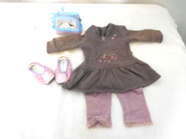 American Girl Doll 2007 Licorice Play Outfit Dress Leggings Shoes Bag - £15.55 GBP