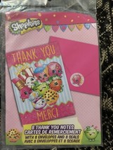 Shopkins Thank You Notes (8) ~ Birthday Party Supplies Stationery Cards Pink New - £7.65 GBP