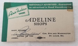 Adeline Shops St. Louis Paris Fashion Shoes Washington Avenue 1930 - £14.97 GBP