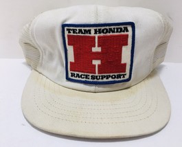 Vintage Team Honda Race Support Snapback Trucker Cap Hat Mesh White Red ... - £74.75 GBP