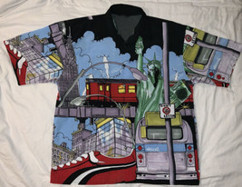 Mecca Sport Nyc Lady Liberty Hip Hop Button Up Shirt Size Xl - £31.64 GBP