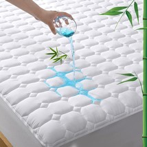 King Size Bamboo Waterproof Mattress Protector Cooling, Breathable Quilted - £39.11 GBP