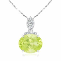 ANGARA East-West Peridot Pendant with Diamond Bale in 14K Solid Gold | 18&quot; Chain - £505.61 GBP