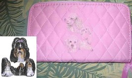 Belvah Quilted Fabric SHIH TZU Dog Breed Zip Around Pink Ladies Wallet - $13.99