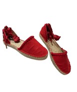 Lala Ikai Espadrille Womens 10 41 Red Faux Suede Lace Up DOrsay Flat Tas... - $27.54 CAD