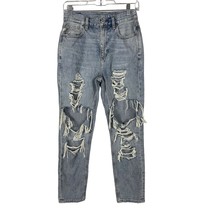 American Eagle Womens Mom Jeans Size 2 Distressed Tattered Denim Cotton ... - £17.21 GBP