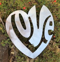 Love Heart - Metal Wall Art - Polished Silver 9&quot; x 8 1/4&quot; - £16.69 GBP
