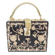 Boutique De FGG Women Fashion Flower Shoulder Bags Acrylic Box Clutch Tottes Pur - £75.73 GBP