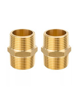 2 Pack- Valor 1221-2P Solid Brass Pipe Fitting, 3/4&quot; x 3/4&quot; NPT Male, He... - £14.78 GBP