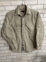 5.11 Tactical Mens Long Sleeve Button Front Shirt M Khaki RN#109614 - £17.03 GBP