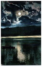 Moonlight Over Water with Boater CA Mitchell Postcard. Posted 1917 - £20.94 GBP