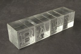 Modern NEW Shannon Crystal Ireland BABY Gift Name Etch Blocks 1-7/8&quot; Square - £23.20 GBP