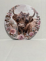 Highland Cow Surrounded By Pink Flowers - $333.13 MXN