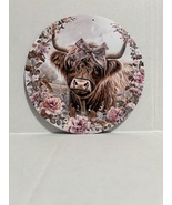 Highland Cow Surrounded By Pink Flowers - $333.13 MXN