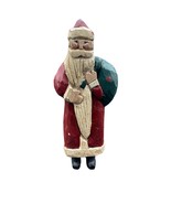 Vintage Hand Carved Wooden Primitive Painted Christmas Santa Claus 8&quot; - £23.71 GBP