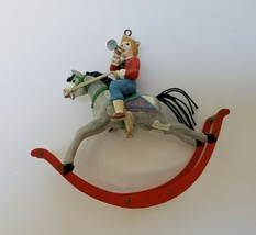 Vintage Enesco Boy on Rocking Horse Hanging Ornament 1987 - £19.51 GBP