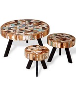 vidaXL Coffee Table Set of 3 Multicolor Solid reclaimed wood - €344,87 EUR