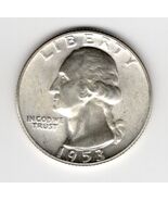 Uncirculated 1953-S San Francisco Mint Silver Washington Quarter MS++++++ - $26.13