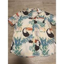 Hurley Mens Tropical Toucan Pineapple Short Sleeve Button Up XL Punk Bli... - $21.01