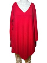 New Soft Surroundings Shirt Women&#39;s Large Red Blouse Top One Shoulder Drape - £27.69 GBP