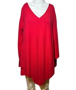 New Soft Surroundings Shirt Women&#39;s Large Red Blouse Top One Shoulder Drape - £27.74 GBP