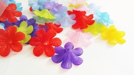 Acrylic Flower Beads Assorted Lot Large 30mm Frosted Jewelry Making 24/50/100 - £4.84 GBP+