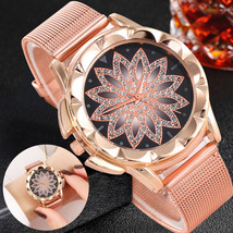 Fashion Women Luxury Stainless Steel Crystal Quartz Round Waterproof Wrist Watch - £14.06 GBP