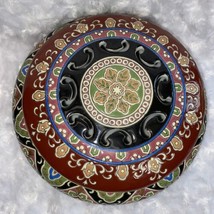 Vintage Asian Style Ceramic Bowl With Lid Gold Gilded Signature Home Collection - £22.40 GBP