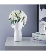 Human head model Ceramic vase Round hole Flower arrangement Home Decorat... - $29.99