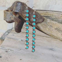 Artificial Turquoise Alloy Bar Earrings - $20.95