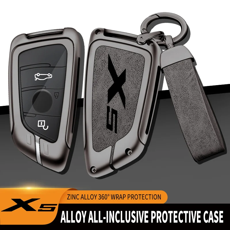 Zinc Alloy Car Key Case Cover Shell Fob For BMW X5 Remote Control Protec... - £20.00 GBP