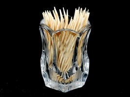 Glass Paneled Toothpick Holder, 6-Sided, Scallops, Cut Leaves &amp; Lines, #... - £7.01 GBP