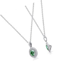Collection Platinum Plated Sterling Silver Halo Pendant set - $104.51